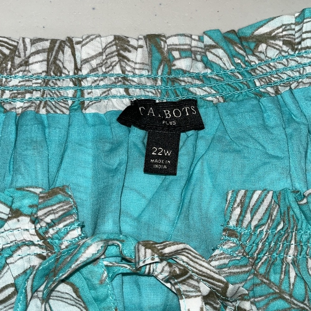 Talbots Teal and White Leaf Print Dress - Picture 5 of 6